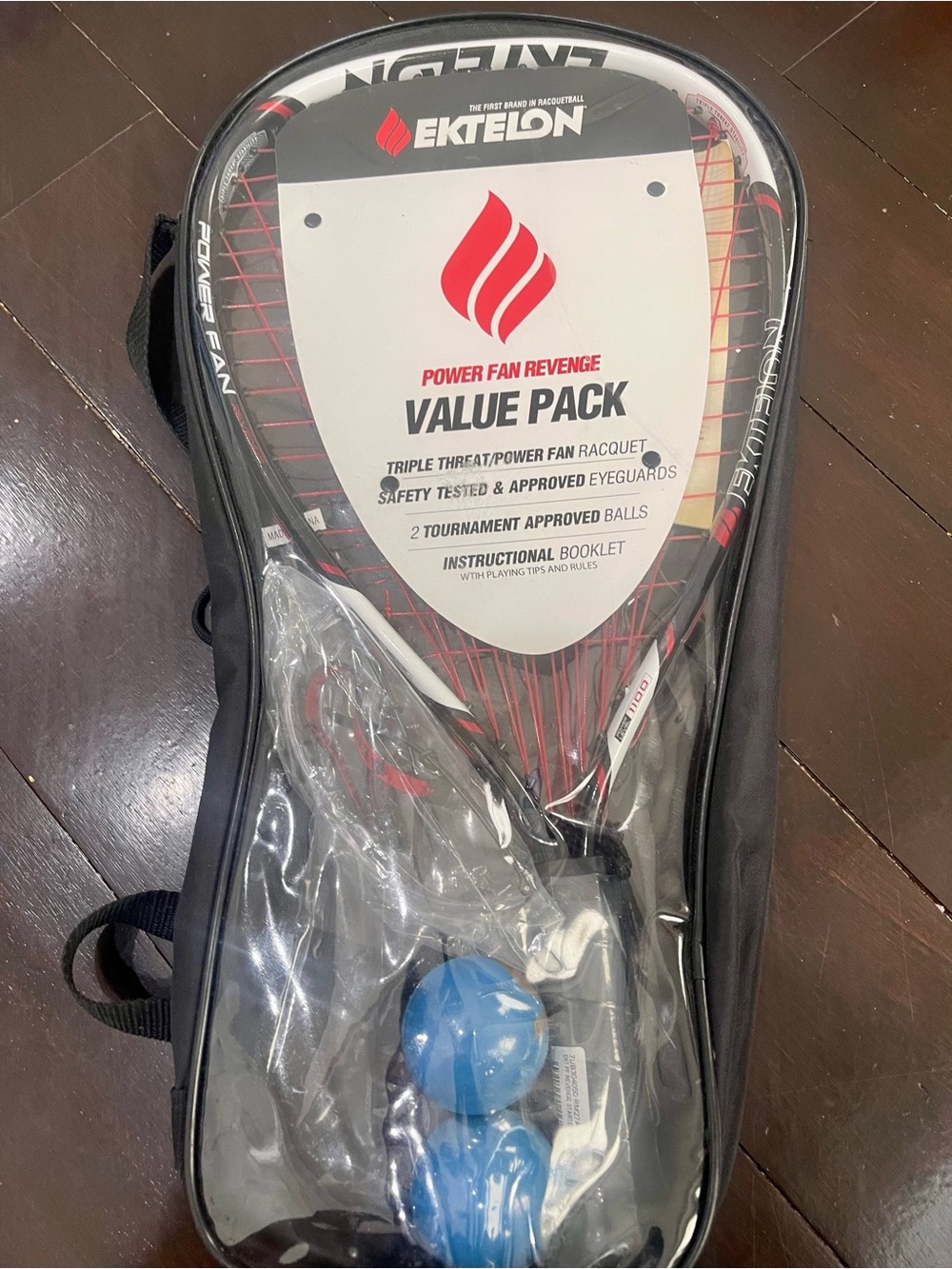 Ektelon Power Fan Revenge Value Pack Racquet w/ balls and eyewear- Red & Black